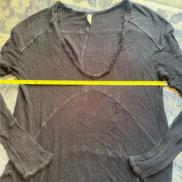 Free People Long Sleeve Raw Hem Black Tunic, S - Picture 14 of 16